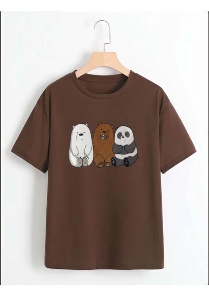 Kanka Ayıcık Baskılı Oversize Pamuklu Çocuk T-Shirtü