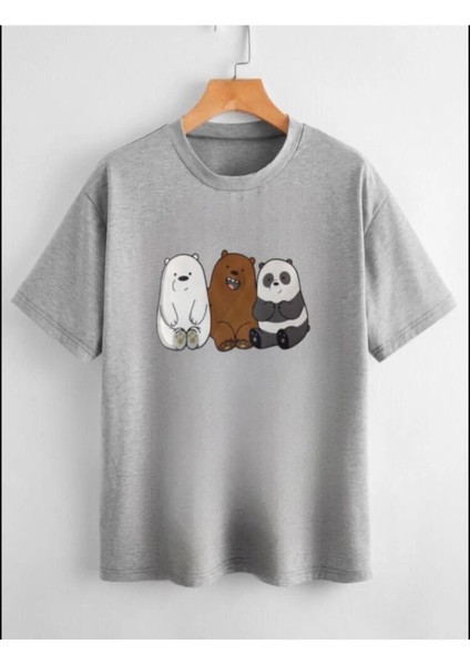 Kanka Ayıcık Baskılı Oversize Pamuklu Çocuk T-Shirt