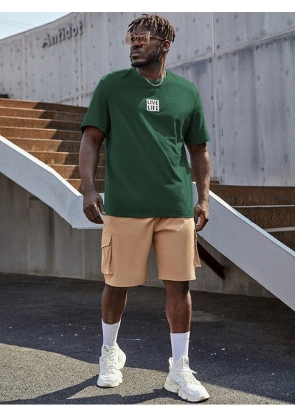 Life Live Yazılı Ön Baskılı Oversize Pamuklu Unisex T-Shirt