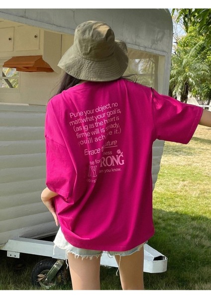 Büyük Beden Stay Strong Baskılı Fulya Oversize T-Shirt