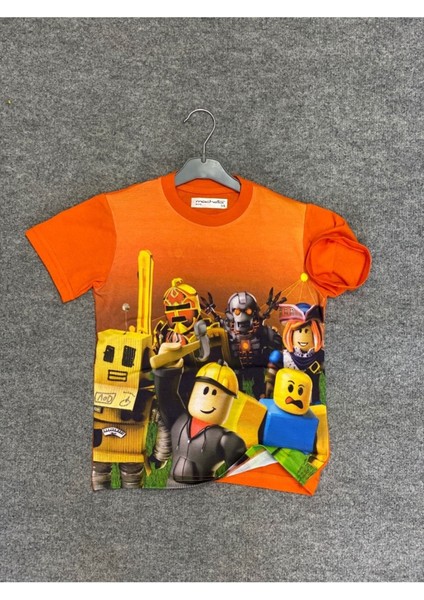 Kids Roblox 3D Baskılı Erkek Çocuk Kısa Kollu Yazlık T-Shirt 3-14 Yaş