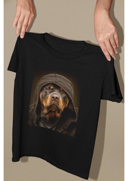 Rottweiler Köpek Baskılı Oversize T-Shirt