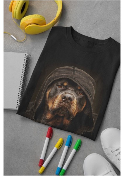 Rottweiler Köpek Baskılı Oversize T-Shirt
