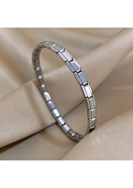 Çelik Bileklik Ince Italyan Charm Yazısız Model Unisex Erkek Kadın 3 mm 18 cm Gümüş (Silver) fırsatları