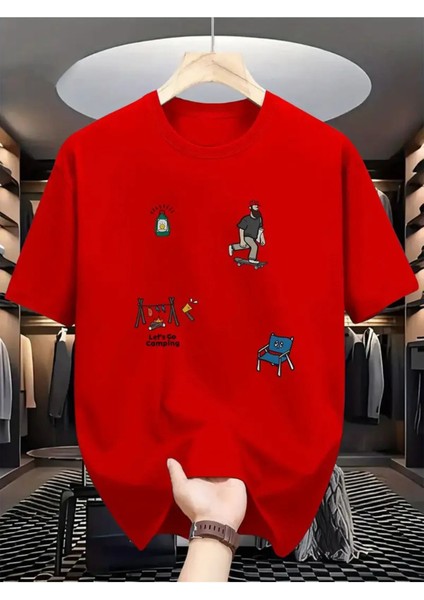 Unisex Büyük Beden Minimal Baskılı Oversize %100 Pamuk T-Shirt