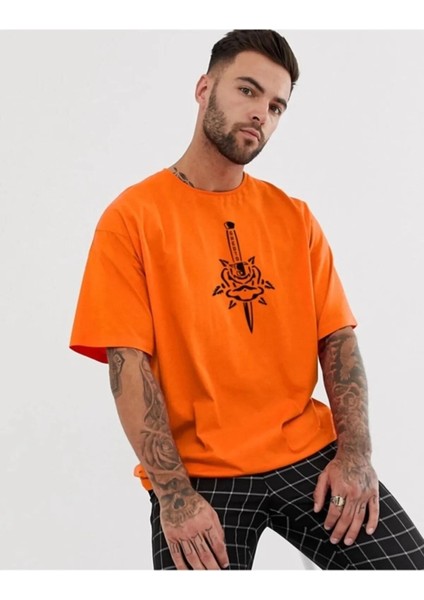 Skullcracked Baskılı Bisiklet Yaka Oversize Unisex Tshirt