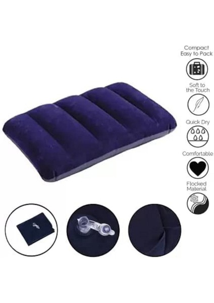 Intex Kamp Yastığı 2 Adet Seyahat Yastığı Kadife Kaplı Konforlu Şişme Yastık 43X28X9 cm M- 68672