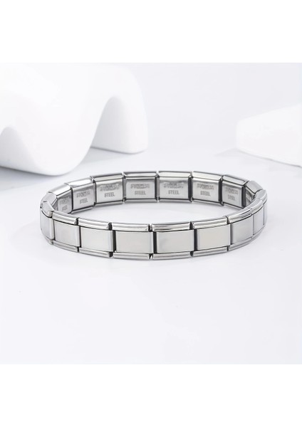 Çelik Bileklik Italyan Charm Yazısız Model Unisex Erkek Kadın 3 mm 18 cm Gümüş Silver modelleri