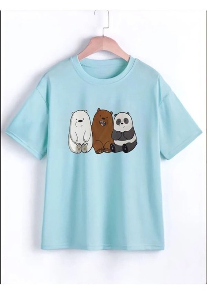 Kanka Ayıcık Baskılı Oversize Pamuklu Çocuk T-Shirtü