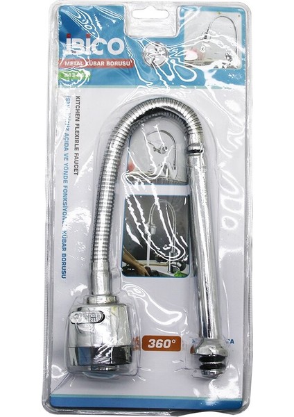 Metal Kubar - Batarya Borusu Krom Topaç Başlık= Kademeli 360 Derece Yaylı Anti Twist Vakumlu Ambalaj (5060)