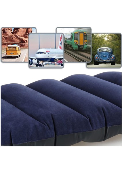 Intex Kadife Kaplı Kamp Yastığı Şişme Yastık , Konforlu Seyahat Yastığı ve Minder 43X28X9 cm M- 68672