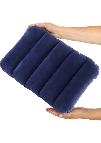 Intex Kadife Kaplı Kamp Yastığı Şişme Yastık , Konforlu Seyahat Yastığı ve Minder 43X28X9 cm M- 68672