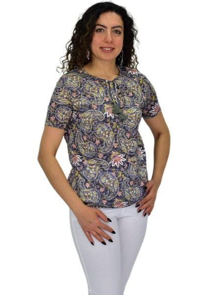 Kadın Kısa Kol Baskılı Bluz BGL-ST04689 modelleri
