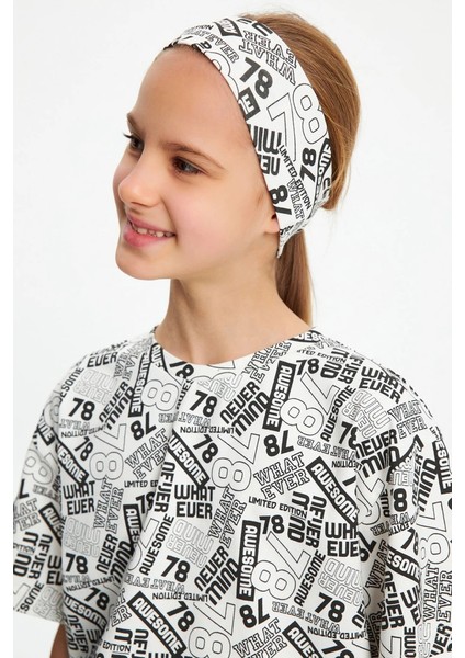 Kız %100 Pamuklu Penye T-Shirt Bandana 2\'li Takım Spor Rahat Best Of Koleksiyonu