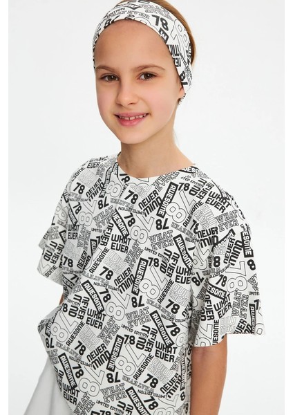 Kız %100 Pamuklu Penye T-Shirt Bandana 2\'li Takım Spor Rahat Best Of Koleksiyonu fiyatları