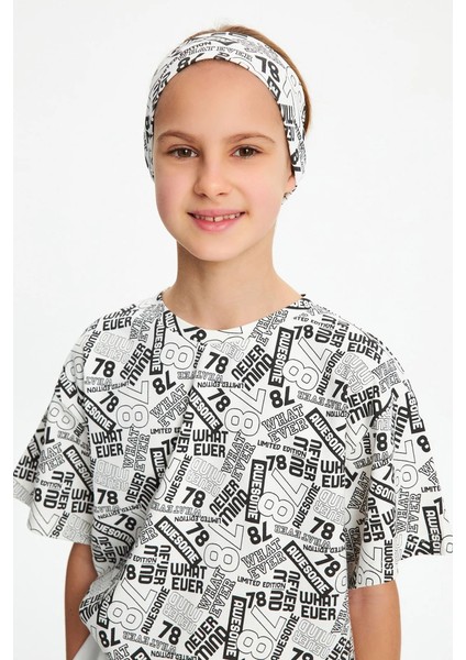 Kız %100 Pamuklu Penye T-Shirt Bandana 2\'li Takım Spor Rahat Best Of Koleksiyonu modelleri
