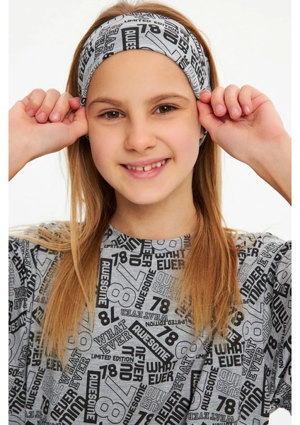 Kız %100 Pamuklu Penye T-Shirt Bandana 2\'li Takım Spor Rahat Best Of Koleksiyonu modelleri
