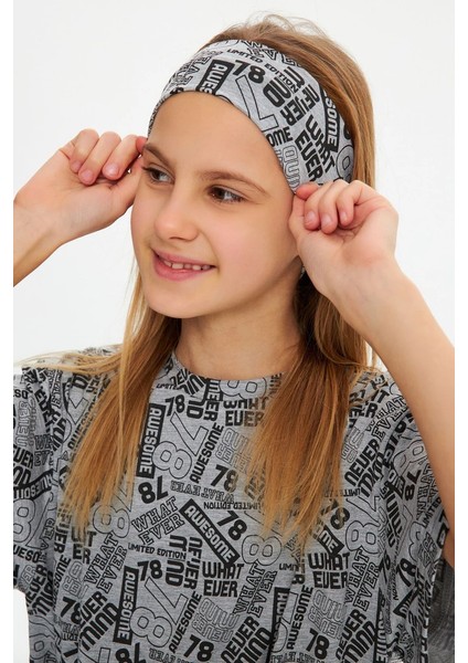 Kız %100 Pamuklu Penye T-Shirt Bandana 2\'li Takım Spor Rahat Best Of Koleksiyonu fırsatları