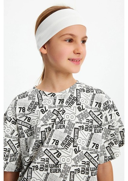 Kız %100 Pamuklu Penye T-Shirt Bandana 2\'li Takım Spor Rahat Best Of Koleksiyonu