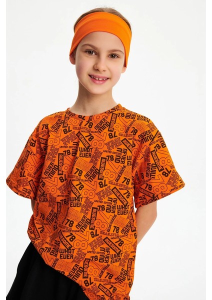 Kız %100 Pamuklu Penye T-Shirt Bandana 2\'li Takım Spor Rahat Best Of Koleksiyonu