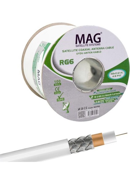 Mag RG59 Fa Mini Dual Bitişik Kablo 100 Metre