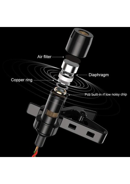 Haiki HK-301 3.5mm Jack Girişli Kablolu Youtuber Yaka Mikrofon