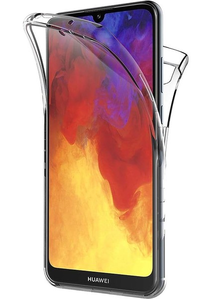 Huawei Y6 2019 Uyumlu Ön Arka 360 Tam Koruma Şeffaf Soft Silikon Kılıf