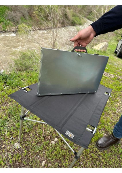 Katlanabilir Mangal -25X40 cm Pişirme Alanı- 1.5 Kalılık -Galvanizli Sac Taşımaçantalı