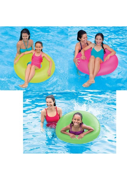 Çocuk Simit Şişme Havuz ve Deniz Yüzme Simidi Şeffaf Baskılı Jumbo Simit 91 cm 9 +Yaş M-59262