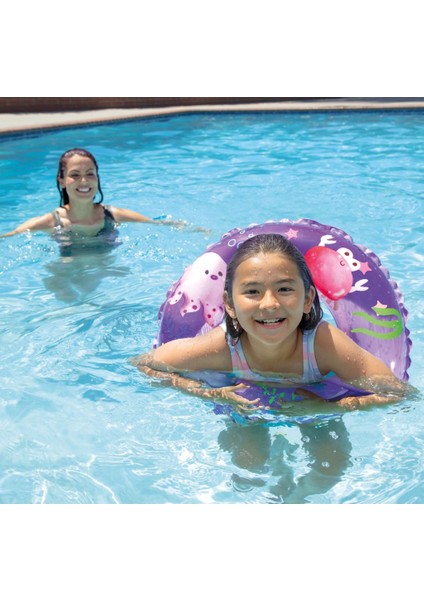 Sevimli Baskılı Simit 61 cm (6-10YAŞ) Şişme Havuz ve Deniz Yüzme Simidi Çocuk Simidi M-59242