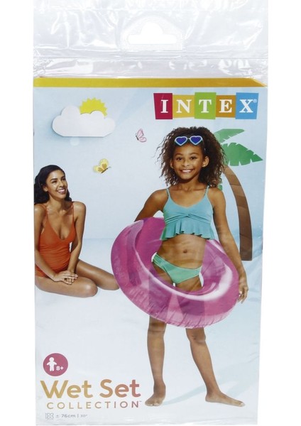 Çocuk Simit Şişme Havuz ve Deniz Yüzme Simidi Şeffaf Baskılı Jumbo Simit 76 cm +8 Yaş M-59260