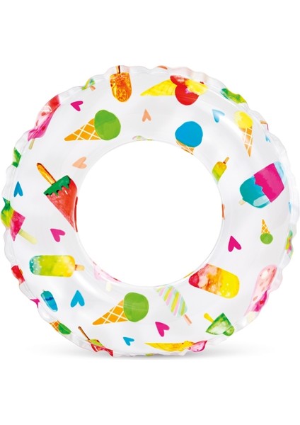 Dondurma Baskılı Simit 61 cm (6-10YAŞ) Şişme Havuz Deniz Yüzme Simidi Çocuk M-59241