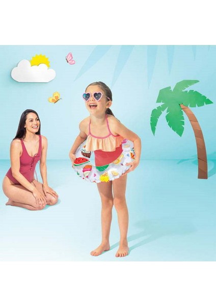Intex Meyve Baskılı Simit Şişme Havuz ve Deniz Yüzme Simidi Çocuk Can Simidi 3-6 Yaş 51 cm M-59230