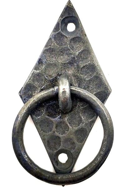 Antika Tarz Dekoratif Pirinç Dik Baklava Halka , Mobilya Kulbu - 82X41 Mm, Oksit