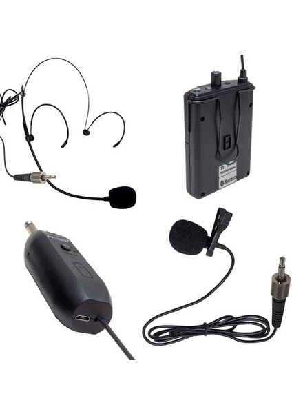 Magicvoice MV-19601 Uhf Kablosuz Enstrüman Uyumlu Bluetooth Jak Girişli Ikili Mikrofon Set