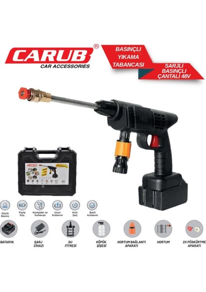48V Basınçlı Yıkama Tabancası (Çantalı) (Kablosuz Şarjlı)
