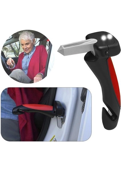 Sunup SN-26713 Araç Iniş Destek Kolu Cam Kırıcı Fener Emniyet Kemeri Kesici Çok Fonksiyonlu