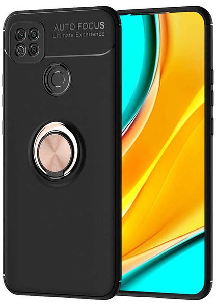 Xiaomi Redmi 9c Kılıf Siyah-Gold Draco Yüzüklü Silikon Orijinal Esnek Ince Geliştirilmiş Dayanıklı Darbe Karşıtı Koruyucu Yeni Nesil Tasarım (Xiaomi Redmi 9c, Siyah-Gold)