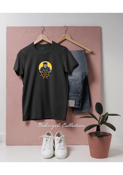 Oversize Babalar Günü Kaptan Baba Tasarımlı T-Shirt