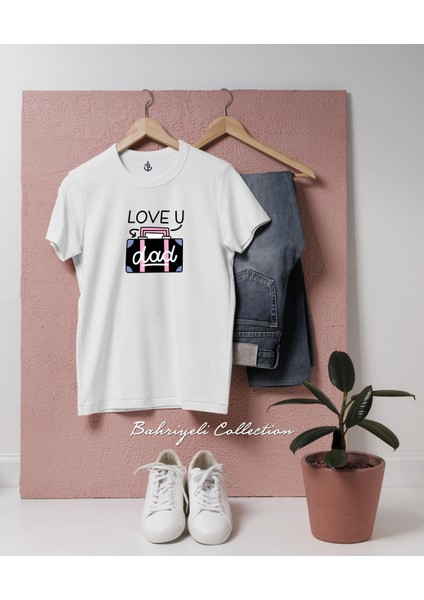 Oversize Love U Dad Tasarımlı T-Shirt