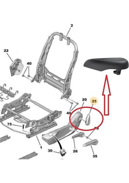 Koltuk Ayar Kolu Peugeot 301 Cıtroen C-Elysee 2012-
