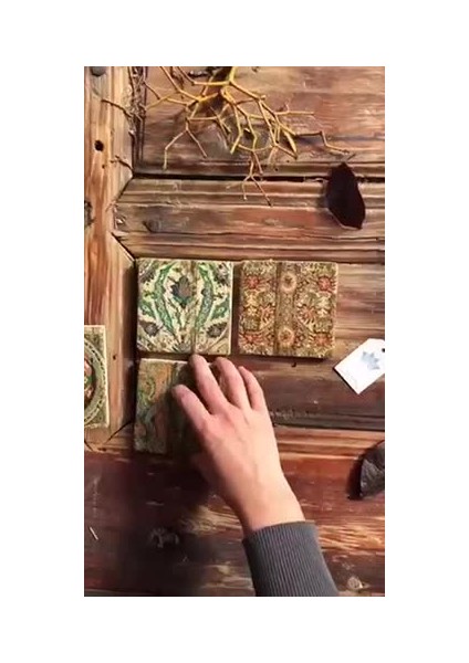 Taş Bardak Altlığı Stone Coasters - 4'lü Set(10 x 10 cm) Desen Tile Pattern fiyatları