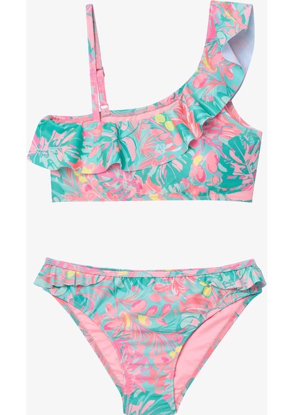 Genç Kız Desenli Tek Omuz Bikini Takımı