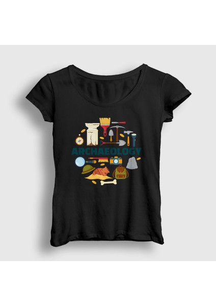 Kadın Siyah Archeology Hediye Arkeolog Arkeoloji T-Shirt