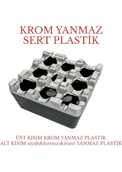 Elite Krom & Renkli Yanmaz Plastik Izgara Küllük 1 Adet