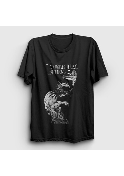 Unisex Siyah Forgive Them Father Jesus Jojo T-Shirt