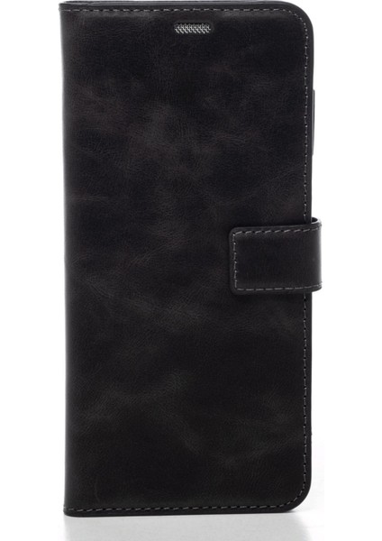 Siyah Infinix Hot 30I Hakiki Deri Cüzdan Kılıf Kapaklı Mıknatıslı Kartlık Bölmeli Cüzdanlı Stand Özellikli