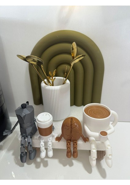 Elite Kahve Köşesi Biblo Seti, 4 Parça, Kahve Çekirdeği, Kahve Kupası, Moka Pot, Bardak Dekoratif Obje 1 Adet