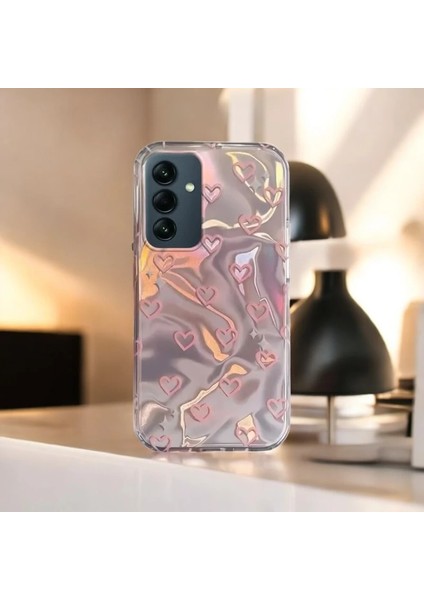 Samsung Galaxy A26 Uyumlu Zebana Pembe Kalp Desenli Silikon Kılıf