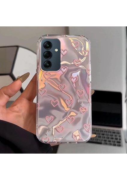 Samsung Galaxy A26 Uyumlu Zebana Pembe Kalp Desenli Silikon Kılıf fiyatları